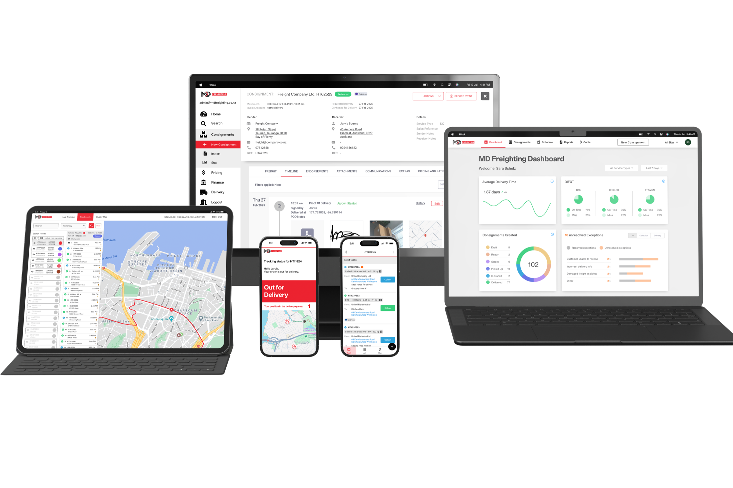 MD Freighting technology platform across desktop, tablet, and mobile devices
